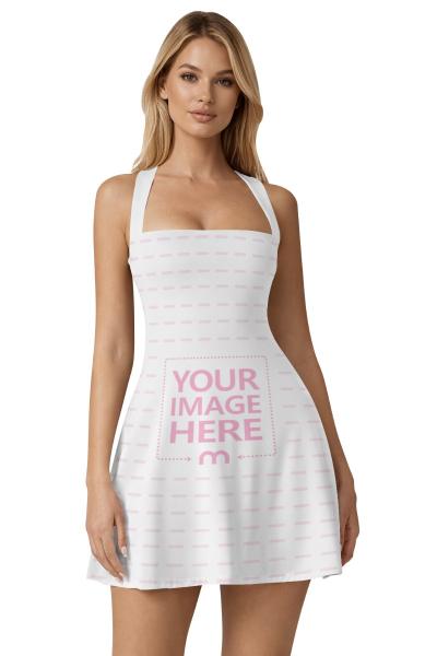 Dress Mockup on Female Model in Studio Background