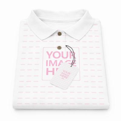 Polo Shirt Mockup Folded with Hang Tag on Isolated Background