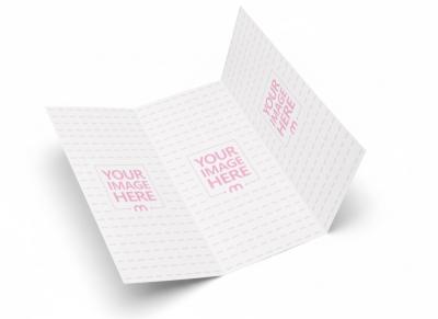 Open Trifold Brochure Mockup in Angled View on Isolated Surface