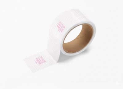 Clear Packaging Tape Roll Mockup in Angled View on White Background