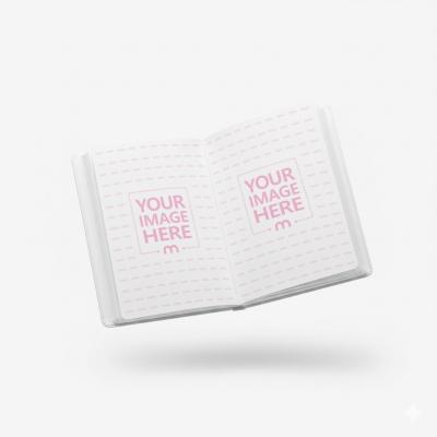 Open Book Mockup on Minimal White Studio Surface