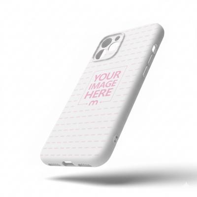 Floating Phone Case Mockup at Dynamic Angle on White Background