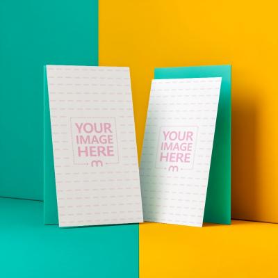 Standing Card Mockup at an Angle View in Studio Scene