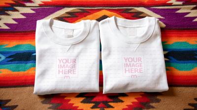 Flat Sweatshirt Mockup Displayed on Patterned Rug