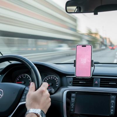 Smartphone Mockup in Car Dashboard Holder