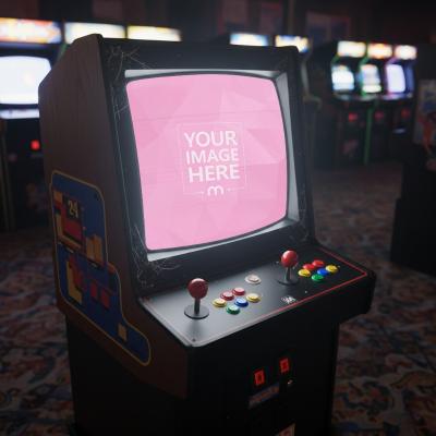 Retro Arcade Machine Mockup with Blank Screen