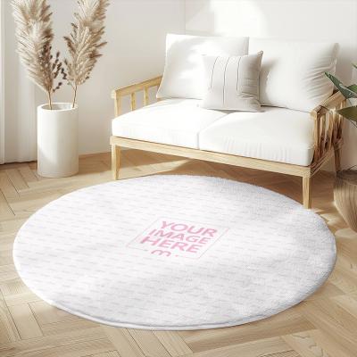 Round Rug Mockup in Modern Home Setting