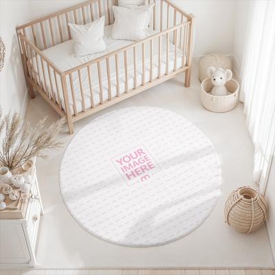 Round Rug Mockup Top View in Kid's Room