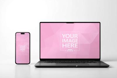 Laptop and Smartphone Screen Mockup with Front View