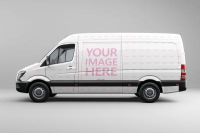Delivery Van Mockup Side View for Logistics Branding