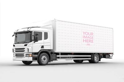 Semi Truck Mockup with Trailer for Fleet Branding