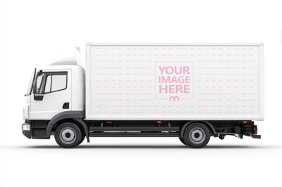 Box Truck Mockup Side View for Transport Advertisings