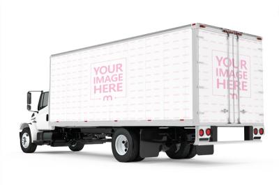Box Truck Mockup Angled View for Commercial Vehicles