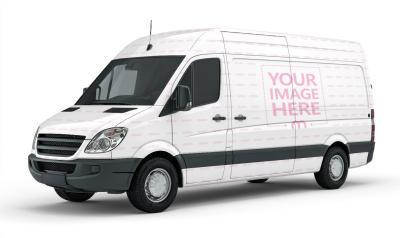 Cargo Van Mockup Angled View for Vehicle Design