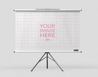 Projector Screen Mockup on Tripod for Conference Presentations