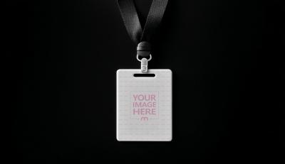 Badge Mockup with Lanyard for ID Card Design