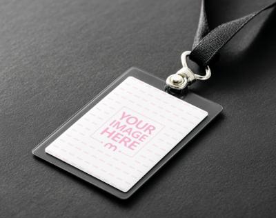 Card Badge Mockup with Black Lanyard for Identity Display