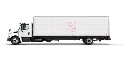 Box Truck Mockup Side View for Transport Branding