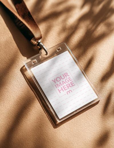 Card Badge Mockup with Lanyard for ID Showcases