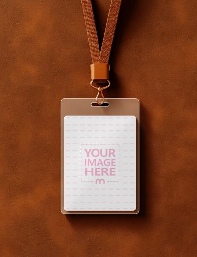 ID Card Badge Mockup with Lanyard for Corporate Design