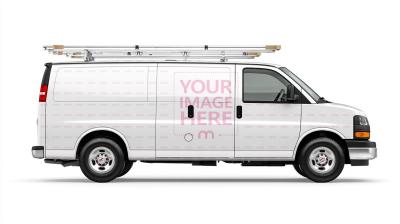 Utility Van Mockup with Ladder Rack Isolated Background