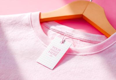 Shirt Label Mockup on Hanging T-Shirt