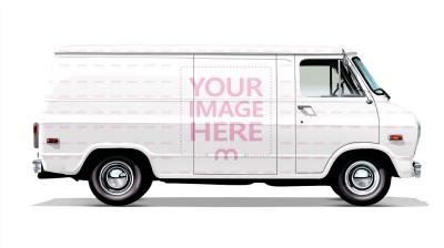 Vintage Delivery Van Mockup Side Profile View