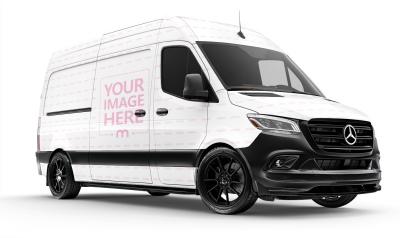 Cargo Van Mockup Angled View for Transport Branding