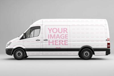 High Roof Delivery Van Mockup for Professional Logistics Design