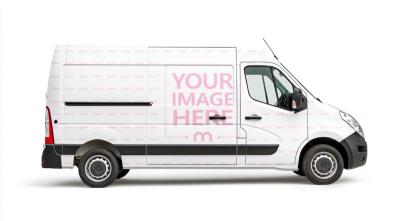 Classic Cargo Van Mockup Side View Isolated Background