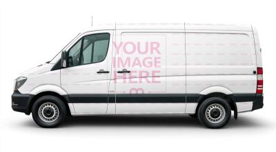 Modern Delivery Van Mockup Side View Isolated Background