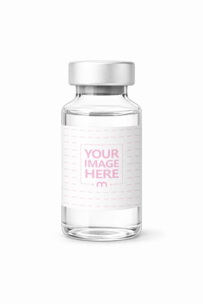 Glass Vial Mockup with Blank Label for Pharmaceutical Packaging