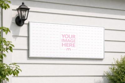 Outdoor Wall Sign Mockup on House for Signage