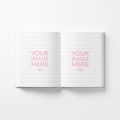 Open Book Mockup with Blank Pages Top View