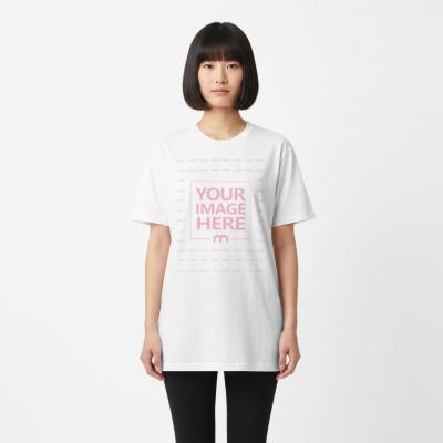 Oversized T-Shirt Mockup on Female Model for Minimalist Fashion