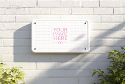 Wall Sign Mockup on White Brick Wall for Business Signage