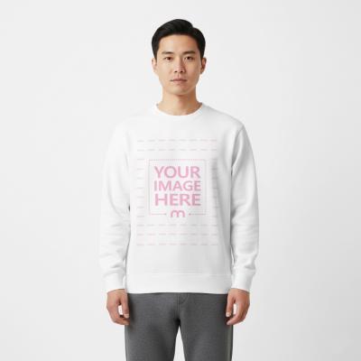 Crewneck Sweatshirt Mockup on Male Model White Background