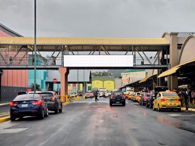 Horizontal Banner Mockup on Walking Bridge for Pedestrian Advertising