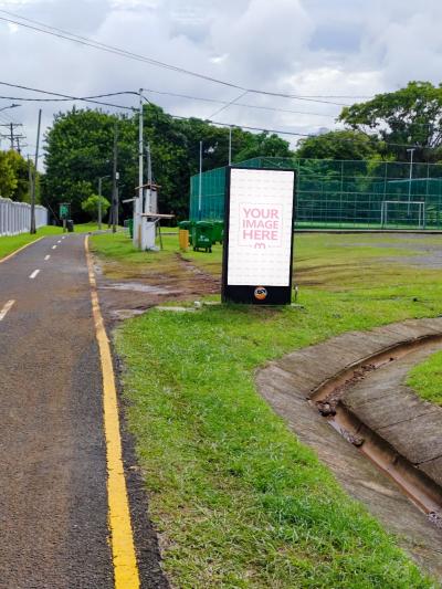 Vertical Banner Mockup Beside Playing Field