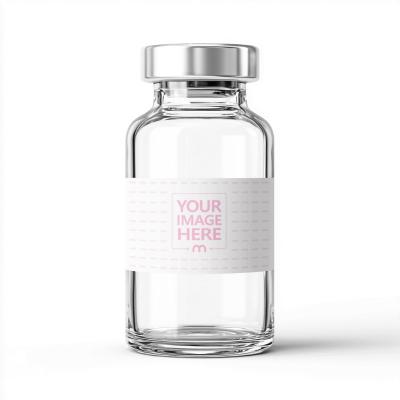 Glass Vial Mockup with Metal Cap for Medical Packaging