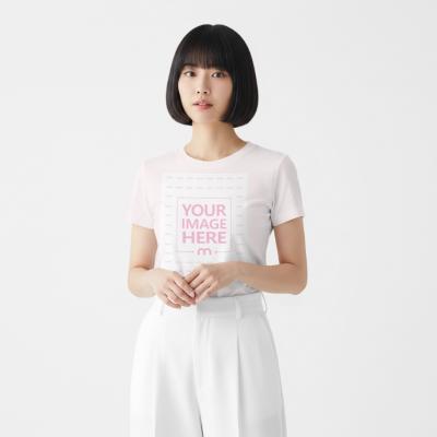 Classic T-Shirt Mockup on Asian Female Model