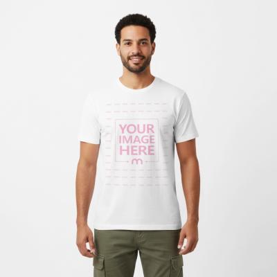Classic T-Shirt Mockup on Smiling Man