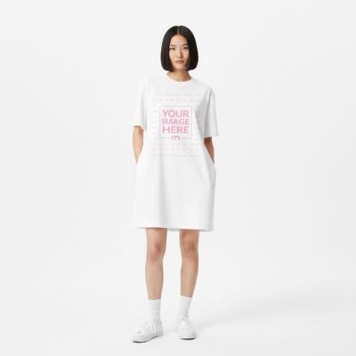 Dress T-Shirt Mockup on Asian Female Studio Background