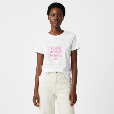 T-Shirt Mockup on Black Female Model