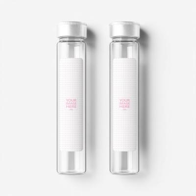 Pair of Clear Glass Vial Mockups for Biotech Branding