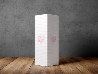 Tall Rectangular Box Mockup on Wooden Floor for Packaging