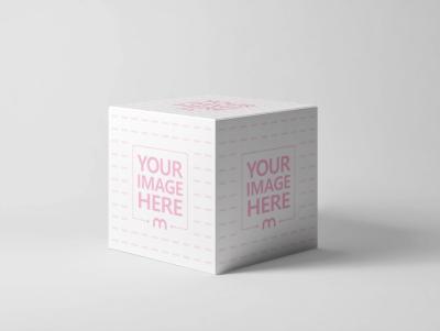 Cube Box Mockup on Light Background for Product Packaging