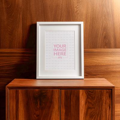 Picture Frame PSD Mockup on Cabinet for Home Decor