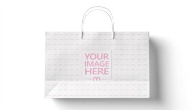 Wide Paper Shopping Bag Mockup on White Background