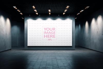 Gallery Wall Large Canvas Mockup in Modern Art Museum